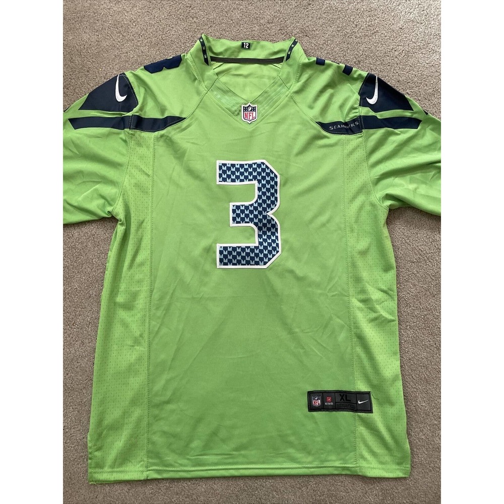 Russell Wilson Seattle Seahawks Mens Sz XL Nike Jersey, Action Green Stitched